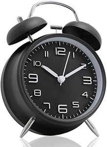 Betus [Non-Ticking] Twin Bell Alarm Clock - Metal Frame 3D Dial with Backlight Function - Desk Table Clock for Home and Office - Midnight Black