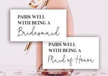 Pairs Well with Being a Bridesmaid Proposal, Maid of Honor Proposal Mini Champagne Bottle Labels - Set of 12 (Black)