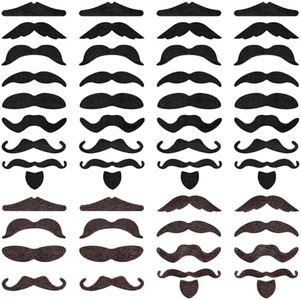 54 Pcs Realistic Stick-On Fake Mustaches - Variety of Styles for Costume Parties, Cosplay, Halloween, Christmas - Ideal Gift for Everyone - Easy to Apply and Remove - Quality Artificial Fiber