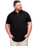 STRONGSIZE Mens Big & Tall Polo Shirt – Premium Stretch Cotton Polo for Men with Metal Snap Buttons Black 5XL