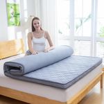 Japanese Futon Mattress, Thicken Sleeping Floor Mattress Foldable & Portable Roll up Camping Mattress（Dark Grey，Full）