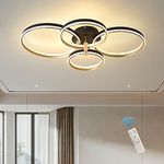 JIINOO Dimmable LED Ceiling Light,Modern 4 Rings Ceiling Lamp with Remote Control,50W Gold Flush Mount Ceiling Lights for Living Room, Bedroom, Kitchen, Corridor, Dining Room,Office 3 Color