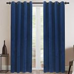 Rose Home Fashion Velvet Blackout Curtain Set with Eyelet, 2 Panels Thermal Insulated Velvet Curtains for Living Room Bedroom, 46 X 54(W X L), Navy