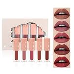 KIMUSE 5Pcs Matte Liquid Lipstick Set, Nude Lipstick Lip Gloss Set, Velvet Waterproof Long Lasting Makeup Kit for Women