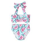 Aalizzwell Baby Girl Bathing Suit, Toddler Girls Two Piece Swimsuit Halter Top Bikini Bottoms Swimming Suit (Watermelon, 12-24 Months)