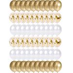 60pcs Gold White Confetti Balloons,12 Inch Gold Confetti Metallic Balloons,Latex Helium Balloons for Birthday Party/Wedding/Baby Shower/Bridal Shower/Valentine's Day/Christmas Supplies Decoration
