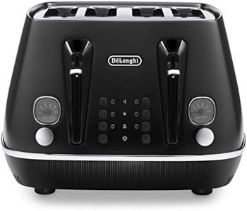 De'Longhi Distinta Moments 4 Slice Toaster CTIN4003BK, Dual Control Panel, Extra-lift, Removable Crumb Trays, 6 Browning Levels, Black