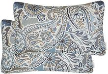 Mika Home Pack of 2 Oblong Rectangular Throw Pillow Cover Cushion Cases for Sofa Couch Chair,Paisley Pattern,12x20 Inches,Blue Brown Cream Multicolor