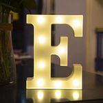 Party Propz Marquee Alphabet Light Letters(E)-1Pc 8.5"X6.5" Marquee Light Alphabet|Alphabets for Decor|Letter Light Alphabet|Alphabets for Decor|Happy Birthday Led Lights Letters-Polypropylene,White