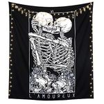 LOMOHOO Skull Tapestry Kissing Lover Black and White Tarot Skeleton Flower Tapestry Wall Hanging Beach Blanket Romantic Bedroom Dorm Home Decor (Skull Kissing Lover, M:130x150cm/51"x59")