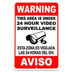 Video Surveillance Sign - 8 x 12 Aluminum 24 Hour Surveillance Sign Security Camera Sign No Trespassing Sign Smile Your on Camera Signs