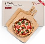 Slyced Set of 2 Bamboo Pizza Peel 12 Inch | Restaurant Grade Wood Pizza Peels | Pizza Paddles Compatible With Ooni, Gozney and Solo Stove Pi Pizza Ovens | Wooden Pizza Cutting Board with Handle