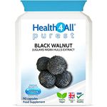 Health4All Black Walnut Hulls 2000mg 90 Capsules (V) (not Tablets) Purest Strongest Black Walnut Capsules for Intestinal Health. Vegan