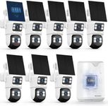 【Auto Tracking & 2-Way Audio】 Solar Powered PTZ Camera System, Wireless Outdoor Security Cameras, WiFi Home Video Surveillance Systems DVR Kits