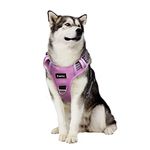 Funfox No Pull Dog Harness for Large Dogs, Adjustable Dog Vest Harness for Easy Walking with Reflective Strips, Front Clip Easy Control Large Breed Dog Stop Pulling Pink