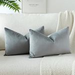 JOTOM Velvet Soft Solid Throw Pillow Case 40x60 cm Decorative Throw Pillow Covers Soft Lumbar Cushion Case Couch Home Decor Cushion Covers for Sofa Bedroom 16x24 Inch Set of 2 (Grey)