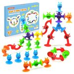 ECHOCUBE Suction Toys, 42 Pcs Silicone Suction Cup Baby Bath Toys for Kids 3+ Years Old, Sensory Sucker Building Toys, Toddler Travel Window Toys for Stress Relief