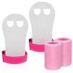 Bestomrogh 4 Pcs Gymnastics Grips Wristbands, Kids Gymnastics Bar Grips with Pink Sweatbands, Leather Palm Hand Grips Protectors for Kids Girls Boys