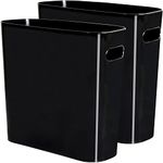 Youngever 2 Pack 5.5L Slim Trash Can, Re-usable 5.5L Plastic Garbage Container Bin, Small Trash Bin with Handles for Home Office, Living Room, Study Room, Kitchen, Bathroom (Black)