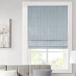 Madison Park Galen Cordless Roman Shades - Fabric Privacy Single Panel Darkening, Energy Efficient, Thermal Insulated Window Blind Treatment, for Bedroom, Living Room Decor, 35" x 64", Blue