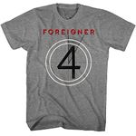 American Classics Foreigner 4 Album Cover Mens Short Sleeve T Shirt 80s Music Graphic Tees, Graphite Heather, XX-Large