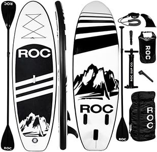 Roc Inflatable Stand Up Paddle Boards with Premium SUP Paddle Board Accessories, Wide Stable Design, Non-Slip Comfort Deck for Youth & Adults (Black)