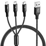 UZAHSK Multi USB Charger Cable 3.5A, 1.8m Charging Cable Nylon Braided Fast Charge Universal 3-in-1 Charging Cord Adapter for IP/Type-C/Micro-USB Ports Compatible with Cell Phones, Tablets (Black)