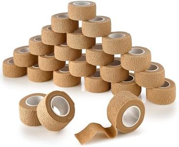 MEDca Self Adherent Cohesive Wrap Bandages 1 Inch X 5 Yards 24 Count with Strong Elastic First Aid Tape for Sprain Swelling and Soreness on Wrist and Ankle (Skin Color)