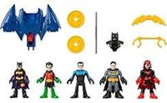 Imaginext DC Super Friends Batman Toys Family Multipack Figure Set with 5 Characters & 7 Accessories for Ages 3+ Years