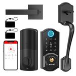 Smart Front Door Lock Set: SMONET Keyless Entry Front Door Lock and Handle Set, Keypad Deadbolt Lock with Bluetooth Electronic Digital Smart Door Lock,Auto Lock Work with Alexa, Easy to Install,Black