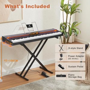 MUSTAR 88-Key Digital Piano – Black Electronic Keyboard