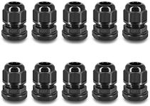 NineLeaf 10 Piece Waterproof Cable Glands Joints Adjustable 6-12mm Cable Connectors,M20x1.5 Black Compression Cable Glands Joints 20mm Diameter Titting Hole Glands, IP66 for Outdoor Use