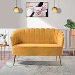 FABRICATION HAUS Velvet 2 Seater Sofa Upholstered Loveseat Couch with Metal Legs Arm Backrest for Living Room Bedroom Lounge, YELLOW