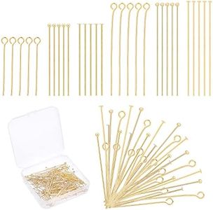 PH PandaHall 18K Gold Jewelry Making Pins Head Ball Pins Open Eye Pins Flat Head Pins 3 Sizes Jewelry Eye Pins Findings for DIY Craft Earring Bracelet Jewelry Making Accessories Supplies, 30/35/45mm