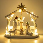 CHUANGLI Nativity Sets for Christmas Indoor- Nativity Set with LED Lights Nativity Scene Indoor with Manger, Nativity Sets & Figures Nativity Story- Christmas Decorations Indoor