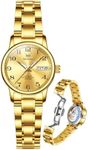OLEVS Gold Watches for Women Self Winding Automatic Luxury Womens Watch Waterproof Mechanical Dress Silver Ladies Watches for Small Wrists Elegant Casual Women's Wrist Watch Reloj para Mujer