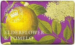 The English Soap Company Royal Botanical Gardens Kew Wrapped Soap Bar, Elderflower Shea Butter Soap Bar, Moisturising Soap Bar for Face and Body, Elderflower and Pomelo Scent 240g