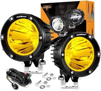 Auxbeam 4In 72W Amber Fog Light, Round Led Offroad Light, 2PCS 7200LM Amber Light Pod with Wiring Harness Kit, Super Bright Driving Light Yellow Spot Beam Light Bar for Jeep Motor SUV ATV UTV Wrangler