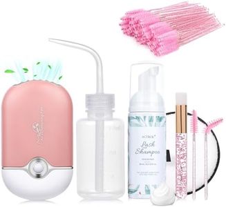 ACTROL Eyelash Extension Shampoo Kit 60ml Unscented Lash Extension Cleanser with Lash Fan Pink Professional Eyelid Foaming Cleanser Paraben & Sulfate Free Non-lrritating