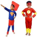 PREMOURE Hosiery Fabric Pack of 2 Superhero Costume dress For Kids Halloween Cosplay Fancy dress Outfit for Boys and Girls(5-6 Year)_K10