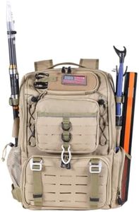 CONTAIL 37L Fishing Tackle Backpack with Cooler,Mens Military Tactical Pack,MOLLE Outdoor Rucksack for Hunting and Hiking,Earthy Yellow