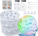 Qoolife Rechargeable Submersible Pool Lights with Remote, Waterproof Underwater Charging Battery Operated Controlled 25 Color Changing LED with Magnet Floating Lights Pool Pond Decoration (4 Pack)