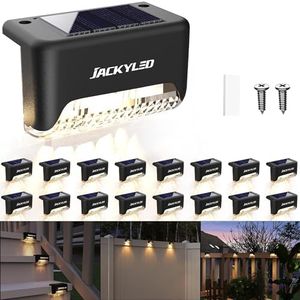 JACKYLED Lot de 16 lampes solaires d'extérieur étanches à LED pour terrasse, escalier extérieur, clôture, balustrade, cour et allée
