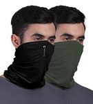 FREECULTR Unisex Bamboo Bandana, Anti Microbial Super Soft & Comfort Fit, Breathable Multipurpose Headband, Face Mask for Dust Protection and Sun - Plain Pack of 2-Black,Black Forest Green