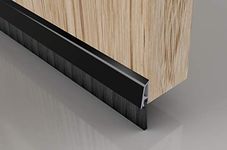 STORMGUARD Concealed Fixed Brush Bottom Door Seal - Draught Excluder Door Strip - Black