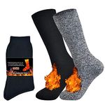 Jormatt 2 Pairs Thick Thermal Socks Soft Insulated Heated Boot Warm Fleece Boot Socks Winter Cold Weather,Men Shoes Size 9-12