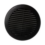 150mm Air Vent Cover - 6 inch Round Soffit Vent - Louvered Ventilation Grille with Insect Screen - ABS Plastic Black