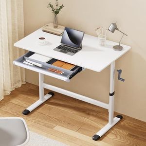 Artiss Standing Desk w/Drawer and Shelf, 100cm x 60cm Height Adjustable Stand Up Desk Workstation Computer Desks Study White
