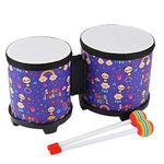 Bongo Floor Tom Drums Set: Drum Percussion Music Instrument with 2 Mallets - Preschool Montessori Floor Babies Drum (Rainbow 5"-6")