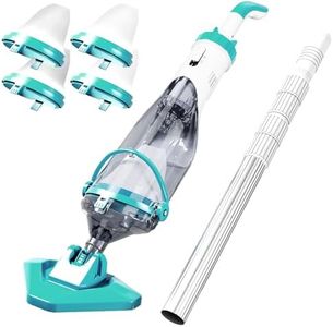 2025Upgraded Cordless Pool Vacuum for Above Ground, Handheld Pool Spa Vacuum Cleaner for Inground Pools Hot Tub, Rechargeable, 60" Extendable Pole, up to 19.5 GPM for Leaves, Debris, Shallow Steps